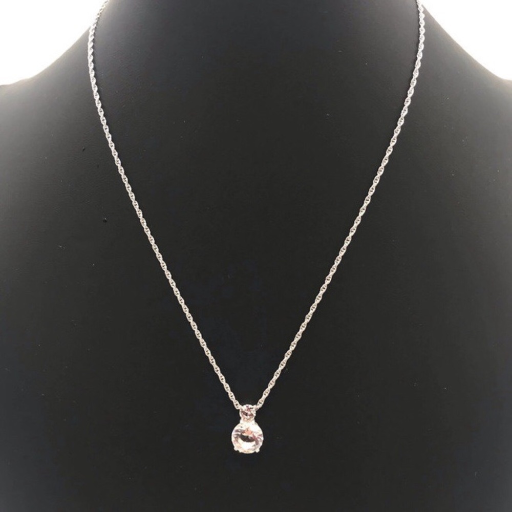 Swarovski Double Crystal Pendant Silver Tone Necklace